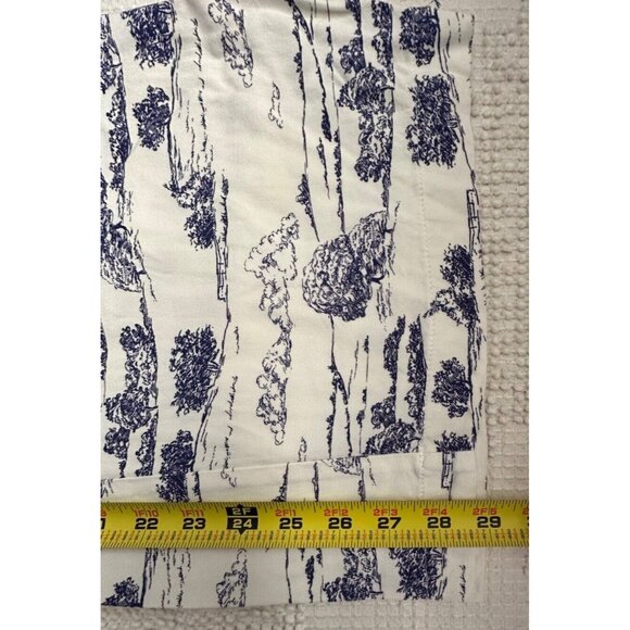 Nasty Gal Womens Pants Sz 4 Ivory/Blue Toile de Jouy Wide-Leg Palazzo Pull-On - Picture 9 of 10